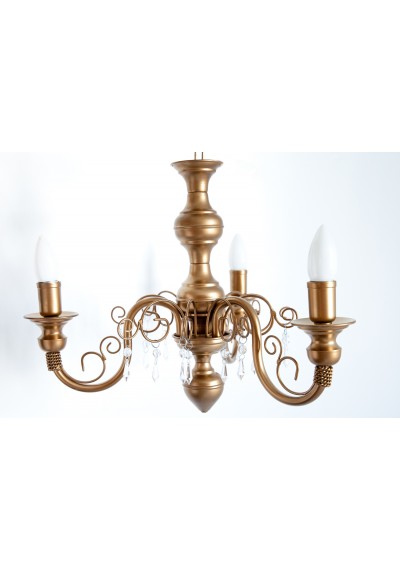 Lustre Chamon 3 lampadas dourado classico